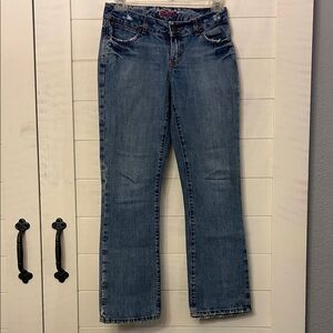 Wrangler Blue Boot Cut Jeans With Pink Accents